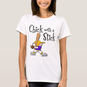 Chick med pinnar, brunt hår t shirt