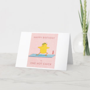 Chick mellan Grattis på födelsedagen och en Hett Tack Kort