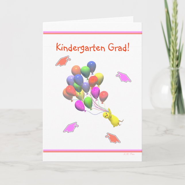 Chick och ballonger Kindergarten Studenten Kort (Framsida)
