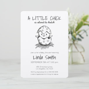 Chick om till Hatch Black Sketch Baby Shower Invi Inbjudningar