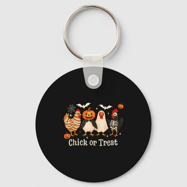Chick Or Treat Funny Chicken Halloween Costume Chi Nyckelring (Framsida)