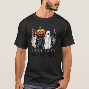 Chick Or Treat Halloween-pumpa Spöke Skrämmande Ro T Shirt