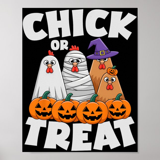 Chick Or Treat Kläder Halloween Rollig Kyckling Ma Poster (Framsidan)
