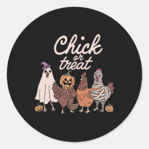 Chick Or Treat Skräckig Säsong Halloween Kycklinga Runt Klistermärke