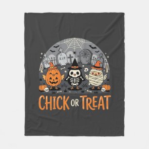 Chick or Treat Söt Halloween Kyrkogård Design_1 Fleecefilt