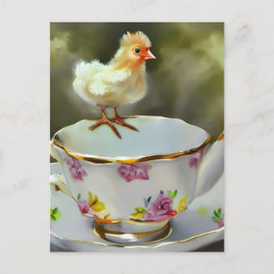 Chick på Vintagen Tekopp Vykort