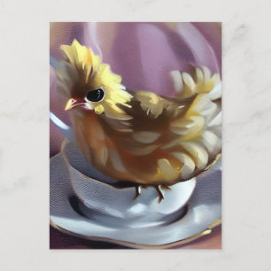Chick på Vintagen Tekopp Vykort