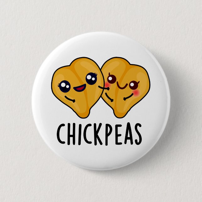 Chick Peas Funny Food Pun Knapp (Framsida)