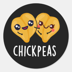 Chick Peas Funny Food Pun Mörk BG Runt Klistermärke
