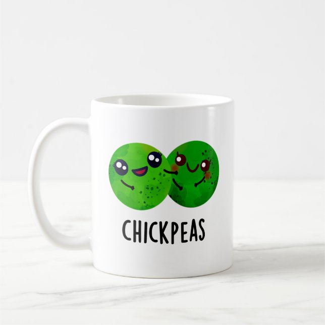 Chick Peas Funny Girl Pea Pun Kaffemugg (Vänster)