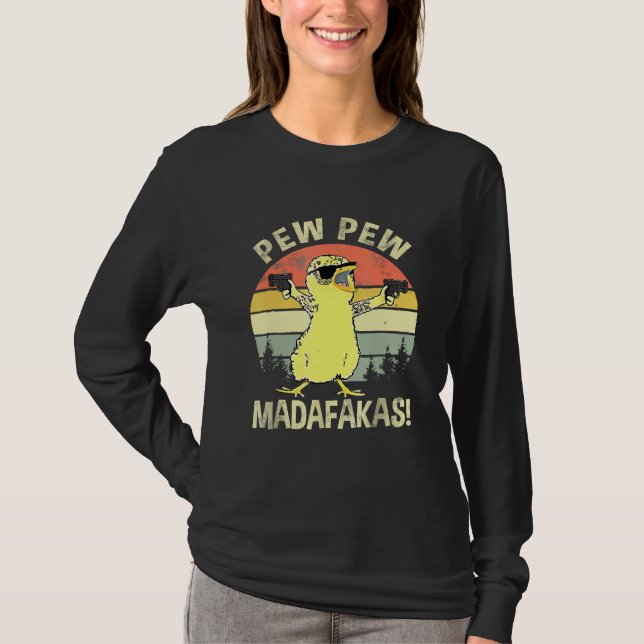 Chick Pew Pew Madafakas Vintage Chick T Shirt (Framsida)