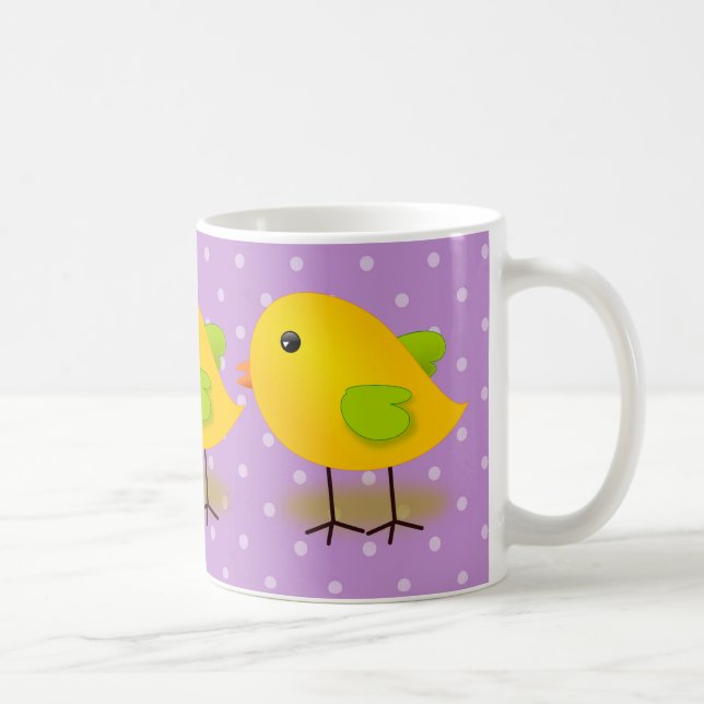 Chick Polka dots Lila med låg Gult Kaffemugg (Höger)