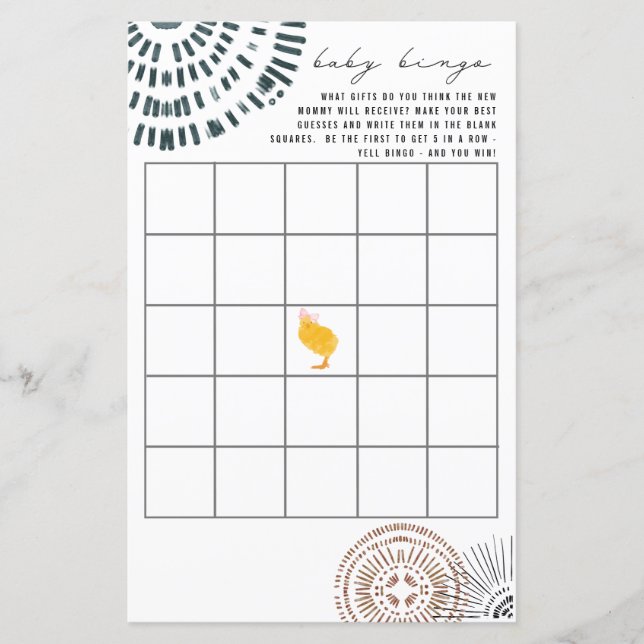 Chick Rosa Bow Bingo Baby Shower Game (Framsida)
