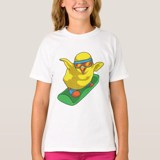 Chick Snowboarder Snowboard T Shirt (Framsida)