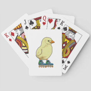 Chick som infogad skater med textbundna skal casinokort