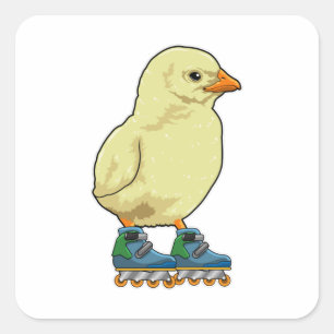 Chick som infogad skater med textbundna skal fyrkantigt klistermärke