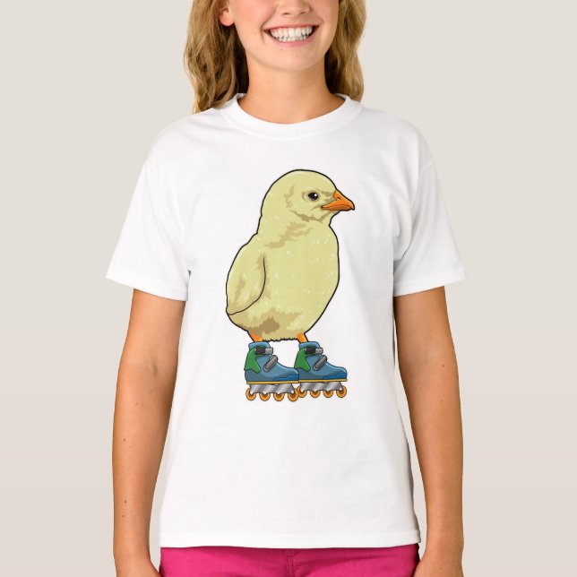 Chick som infogad skater med textbundna skal t shirt (Framsida)