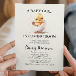 Chick som kläckts från äggbabyskor inbjudningar