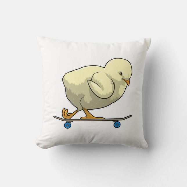 Chick som Skater med Skateboard Kudde (Framsida)
