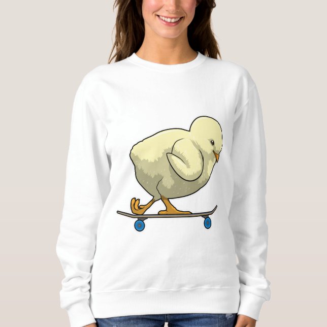 Chick som Skater med Skateboard T Shirt (Framsida)