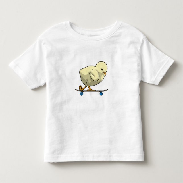 Chick som Skater med Skateboard T Shirt (Framsida)