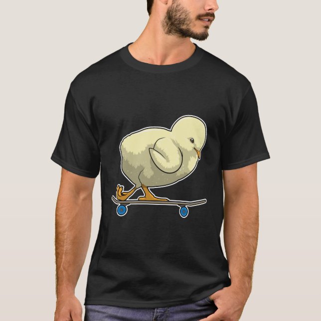 Chick som Skater med Skateboard T Shirt (Framsida)