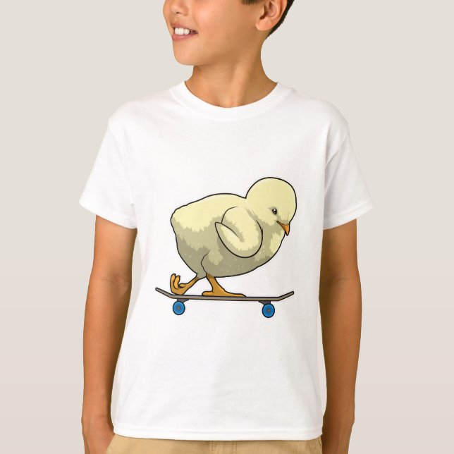 Chick som Skater med Skateboard T Shirt (Framsida)