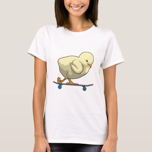 Chick som Skater med Skateboard T Shirt (Framsida)