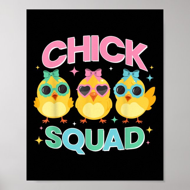 Chick Squad Funny Påsk Chick För barn Girls Poster (Framsidan)