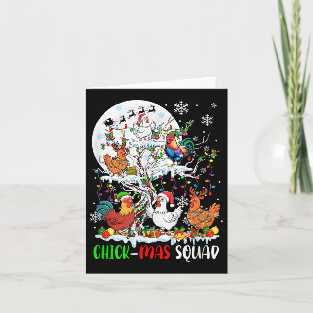 Chick Squad Julafton Group Santa Elf Chickens på T Kort (Framsida)