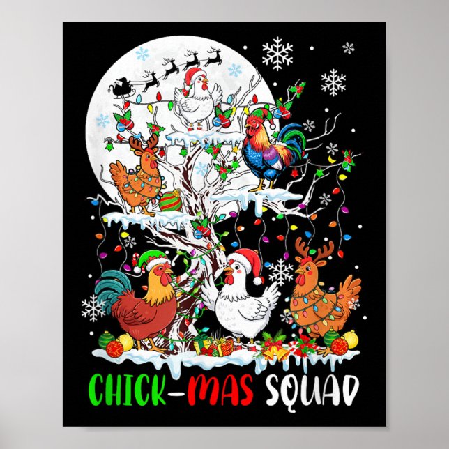 Chick Squad Julafton Group Santa Elf Chickens på T Poster (Framsidan)