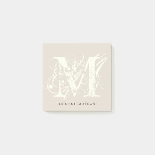 Chick typografi beige monogram namn post-it block