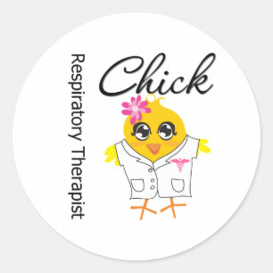 Chick vid andningsbehandling runt klistermärke