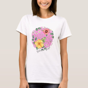 Chick, Vintage Teckning Wildblommor / Garden Girl T Shirt