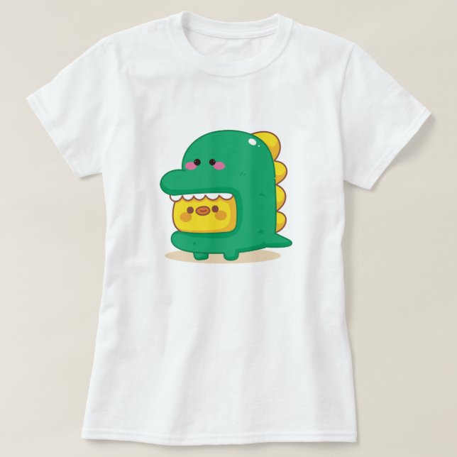 Chick Wearing Dinosaur Costume T-Shirt (Design framsida)