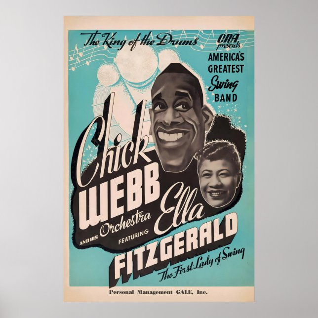 Chick Webb - Ella Fitzgerald - jazzaffisch - 1937 Poster (Framsidan)