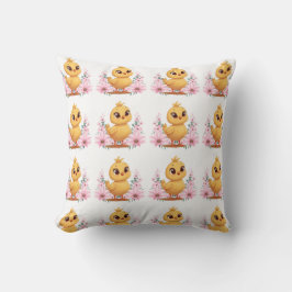 Chick with Flowers Throw Pillow Kudde