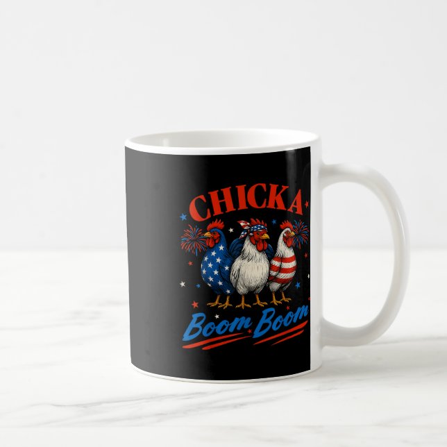 Chicka Boom Boom Funny Patriotic Chicken 4th of Ju Kaffemugg (Höger)