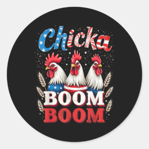 Chicka Boom Boom Funny Patriotic Chicken 4th of Ju Runt Klistermärke