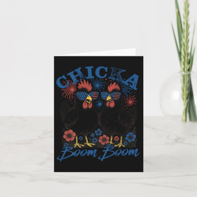 Chicka Boom Boom Patriotic Chicken 4 juli USA Kort (Framsida)