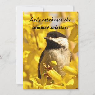 Chickadee and Flowers Summer Solstice-inbjudan Inbjudningar