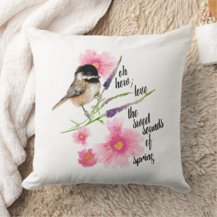 Chickadee Art Black-täckt Kudde