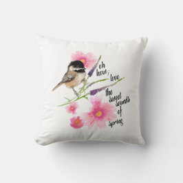 Chickadee Art Black-täckt Kudde