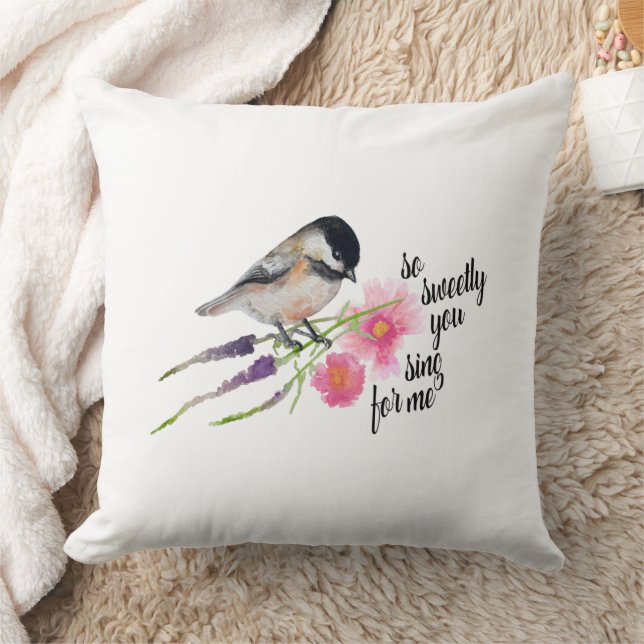 Chickadee Art Quote Kudde (Filt)