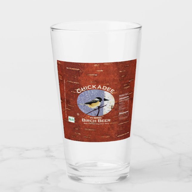 Chickadee Birch Beer Label Glaskopp (Framsida)