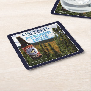 Chickadee Birch Beer Underlägg Papper Kvadrat