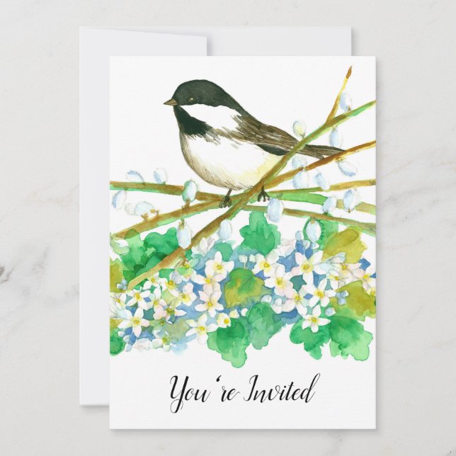 Chickadee Bird 70 Födelsedagsfest inbjudan (Framsida)
