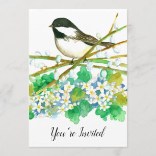 Chickadee Bird 70 Födelsedagsfest inbjudan