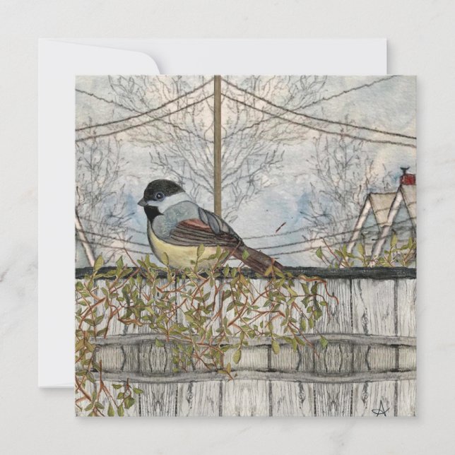 Chickadee Bird Blank Flat Note Card Anteckningskort (Framsida)