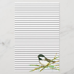 Chickadee Bird Catkins Willow Grenar Lined Brevpapper